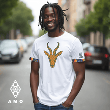 Africa Made Only T - Shirts TheBok T Shirt - White, Green & Gold