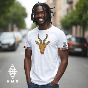Africa Made Only T - Shirts TheBok T Shirt - White, Green & Gold