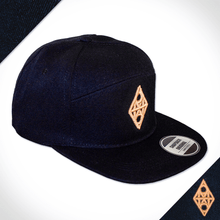 Amo Black & Gold 5 panel flat peak Cap.