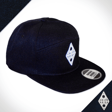 Amo Black & White 5 panel flat peak Cap.