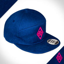 Amo Navy & Pink 5 panel flat peak Cap.