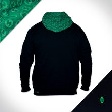 Black and green hoodie with shweshwe