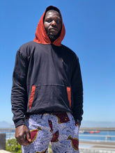 Hoodie Black and Orange Shweshwe With Fish Shorts blue and white 