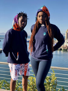 Hoodies_Navy_Shweshwe_orange_orb_Africa_Made_Only