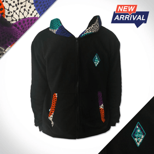 Orange-black-orb-zip-up-hoodie-front-africa-made-only