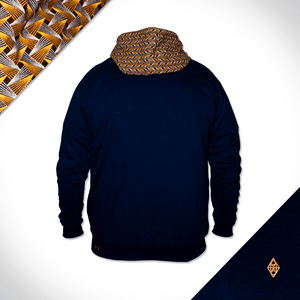 Blue and Gold mens shweshwe Hoodie 