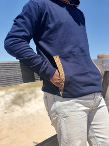 Africa_Made_Only_gold_Shweshwe_Navy_Hoodie