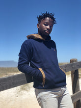 Africa_Made_Only_gold_Shweshwe_Navy_Hoodie