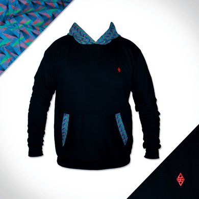 Black and turquoise shweshwe hoodie 