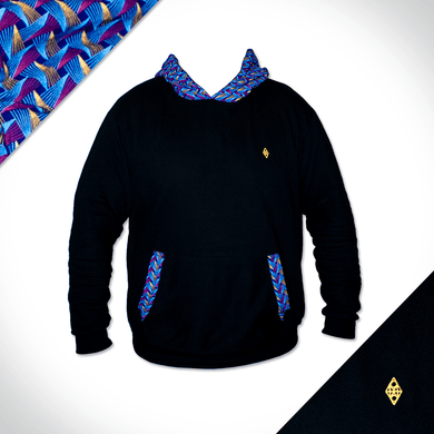 Black Hoodie with blue shweshwe