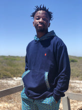 Africa_Made_Only_Green_Shweshwe_navy_Hoodie_casual_shorts