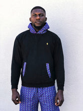 Hoodie_Shweshwe_black_Blue_Royal_weave_africa_Made_only