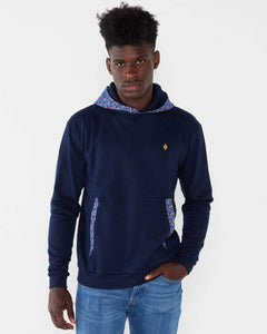 Navy Hoodie with shweshwe