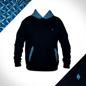 Black and blue shweshwe hoodie