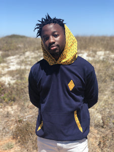 Africa_Made_Only_Yellow_Shweshwe_Navy_Hoodie