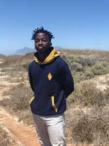 Africa_Made_Only_Yellow_Shweshwe_Navy_Hoodie