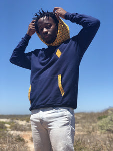 Africa_Made_Only_Yellow_Shweshwe_Navy_Hoodie