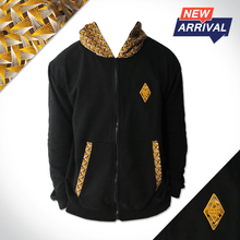 Leopard-Weave-Zip-Up-Black-Hooded-Front-Africa-Made-Only