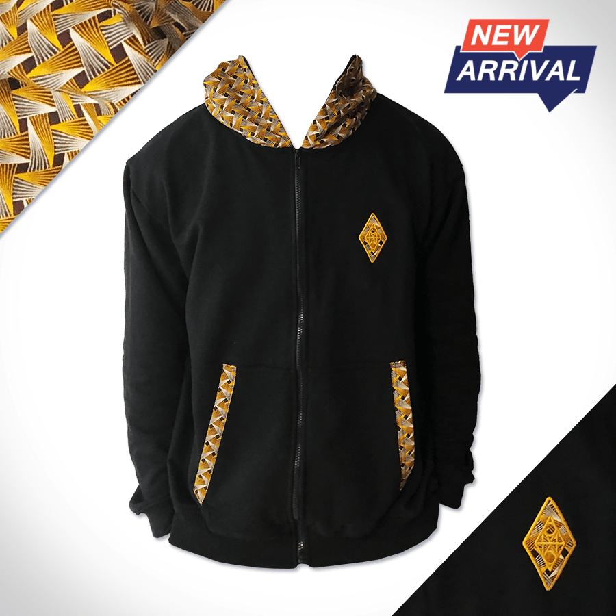 Leopard-Weave-Zip-Up-Black-Hooded-Front-Africa-Made-Only