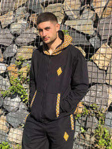 Leopard-Weave-Zip-Up-Black-Hooded_Active-Short-Africa-Made-Only