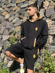 Leopard-Weave-Zip-Up-Black-Hooded_Active-Short-Africa-Made-Only