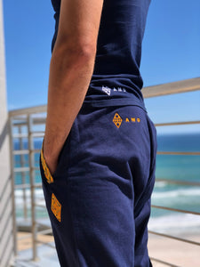 Africa Made Only Joggers Sun Weave Joggers_Navy Fleece & Shweshwe
