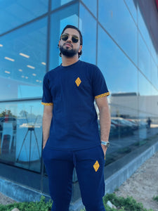 Africa Made Only Joggers Sun Weave Joggers_Navy Fleece & Shweshwe