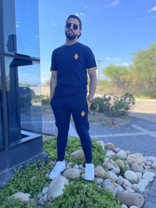 Africa Made Only Joggers Sun Weave Joggers_Navy Fleece & Shweshwe