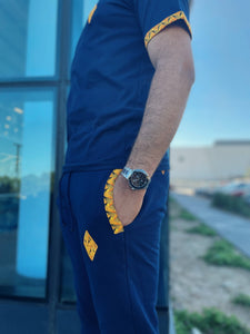 Africa Made Only Joggers Sun Weave Joggers_Navy Fleece & Shweshwe