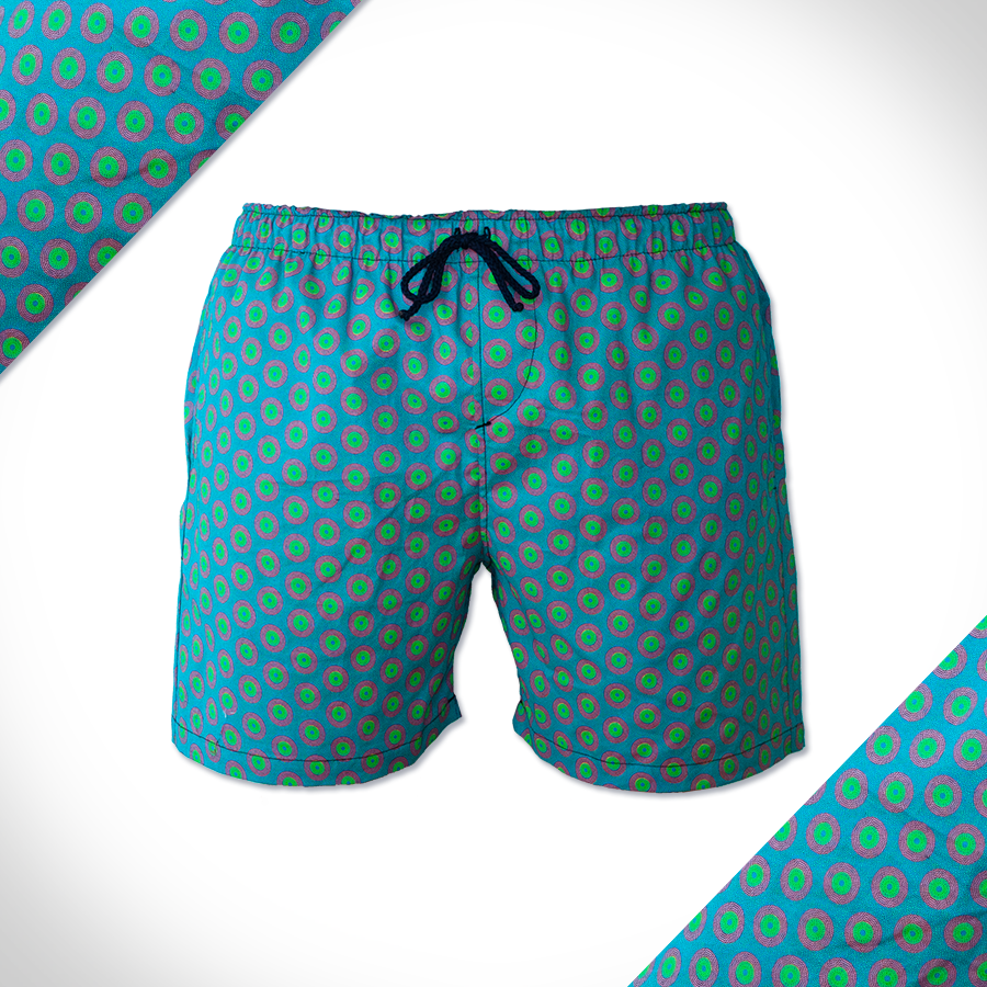 Kids shorts green shweshwe