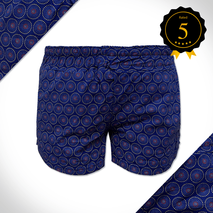 blue and gold shweshwe  ladies shorts