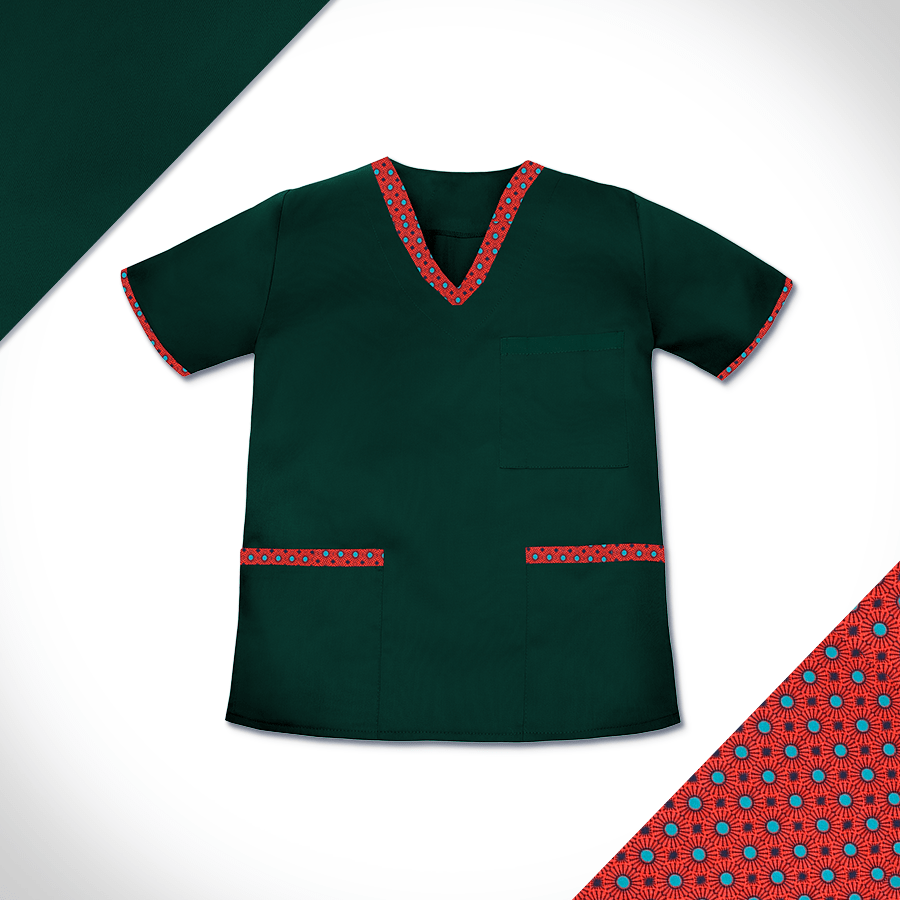 Medical Scrubs Green & Shweshwe
