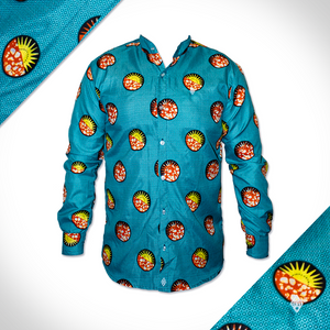 Turquoise africa print shirt collared