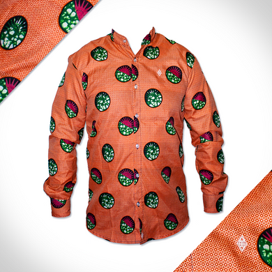 Orange  colour africa shirt collared 