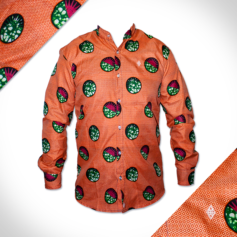 Orange  colour africa shirt collared 