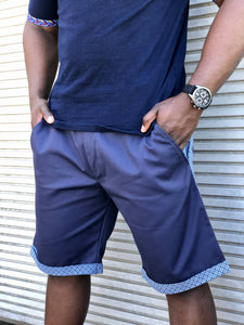 Light blue shweshwe golf shorts 