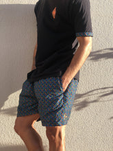 Disco Weave shweshwe cotton t shirt shorts black blue orange africa made only cape town south africa