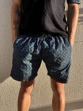 Disco Weave shweshwe cotton t shirt shorts black blue orange africa made only cape town south africa