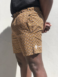 Leopard weave shweshwe shorts 