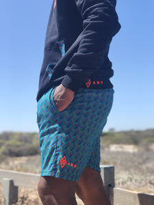 Green_Shweshwe_Black_Peacock_Hoodie_casual_shorts
