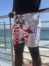 Pink and white africa print mens shorts