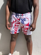 Pink and white africa print mens swimwear