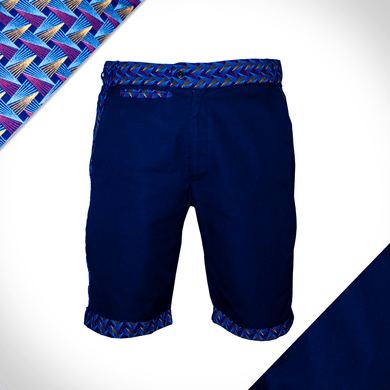 accented weave golf shorts with shweshwe