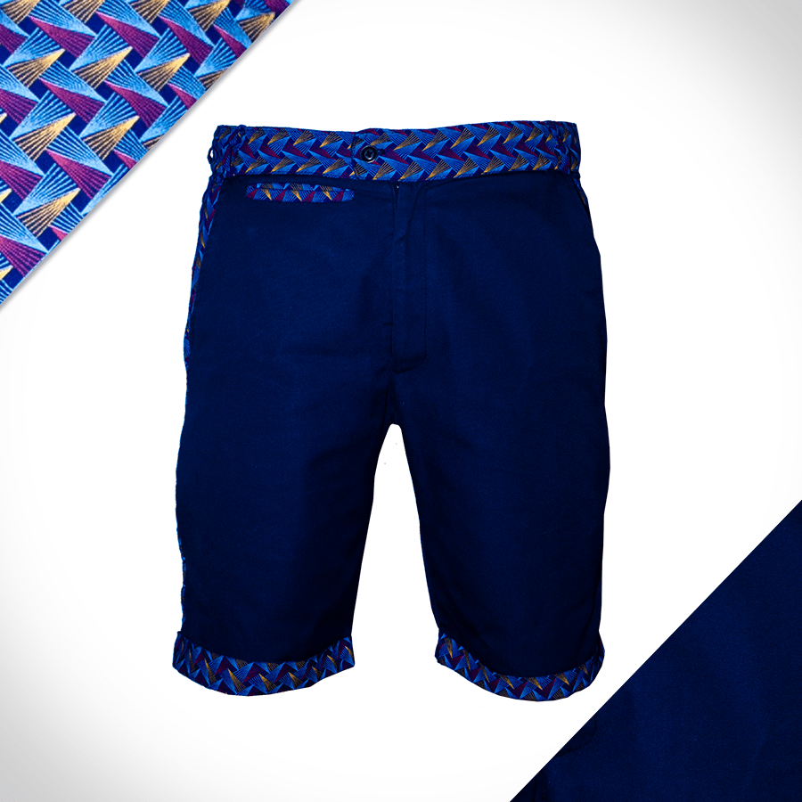 accented weave golf shorts with shweshwe