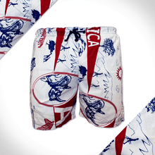 Pink and white africa print mens beach shorts