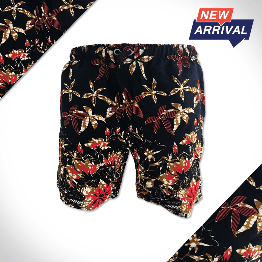 African-King-Casual-Shorts-foral-navy-Red-Africa-Made-Only