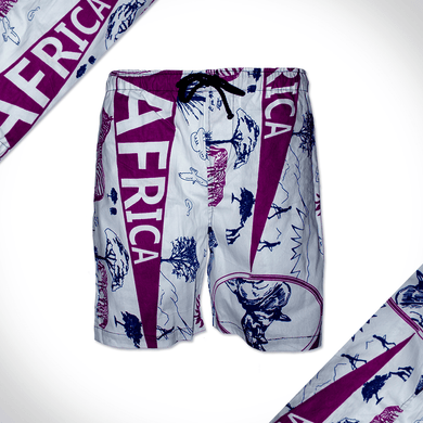 White and Purple africa swim shorts 