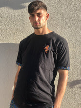 Disco Weave shweshwe cotton tshirt black orange green africa made only cape town south africa