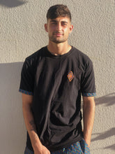 Disco Weave shweshwe cotton tshirt black orange green africa made only cape town south africa