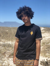 Africa_Made_Only_Gold_Shweshwe_black_T_shirt